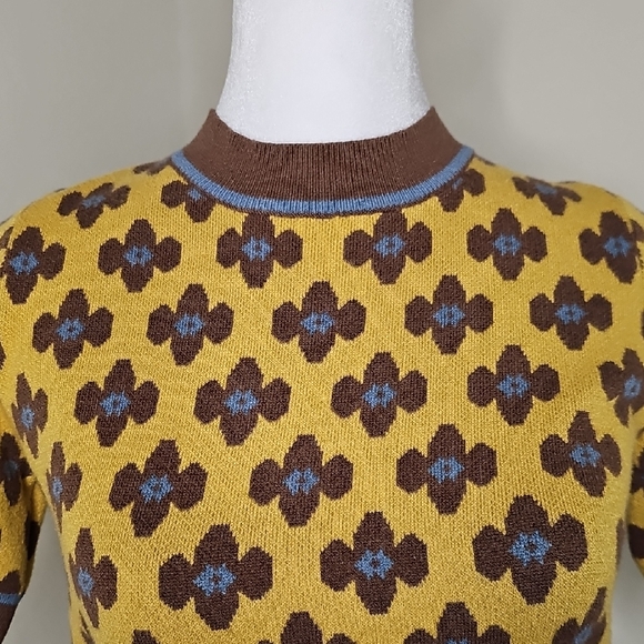 Cider Gold Brown Short Sleeve Sweater Womens M - Picture 2 of 8